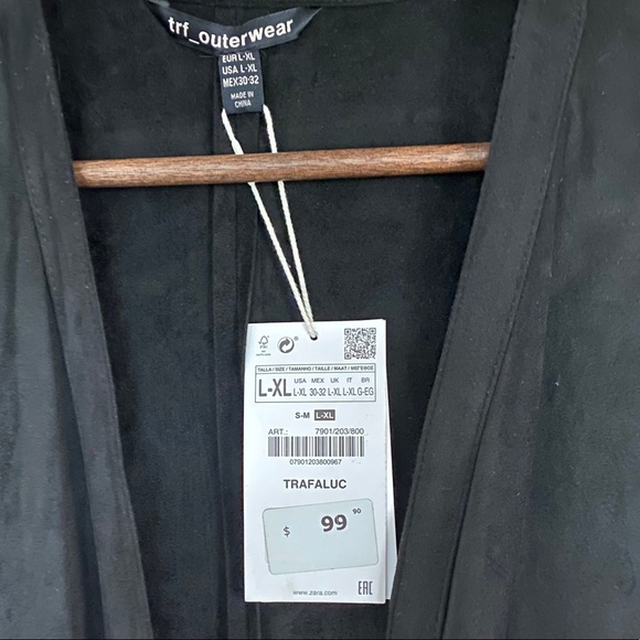 ❌SOLD❌ Zara black suede fringe overcoat - Picture 6 of 13